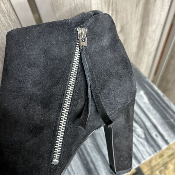 Sam Edelman Suede Booties Heeled Zippers Black Color Sadee Size 9.5 - Picture 3 of 9